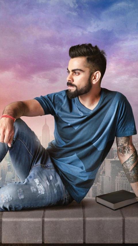 Virat Kohli Hd Blue Shirt Wallpaper