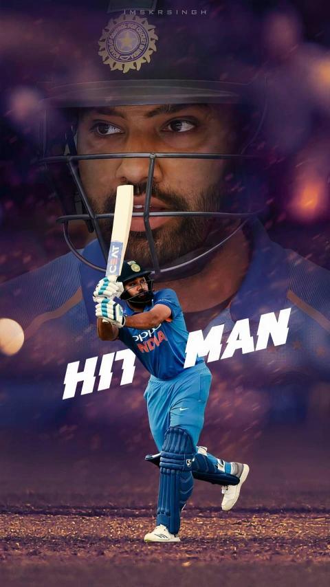 Indian Cricket Rohit Sharma Phone Wallpaper